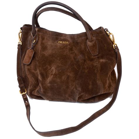 prada brown suede handbag